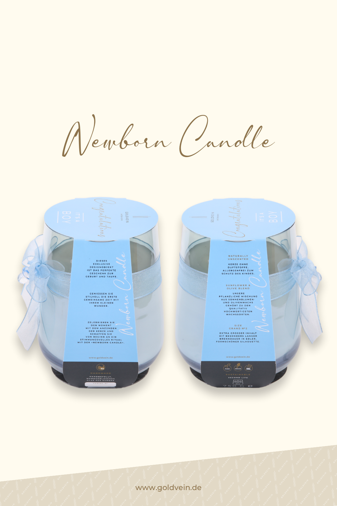 Newborn Candle · Blue · Size Grand No.2