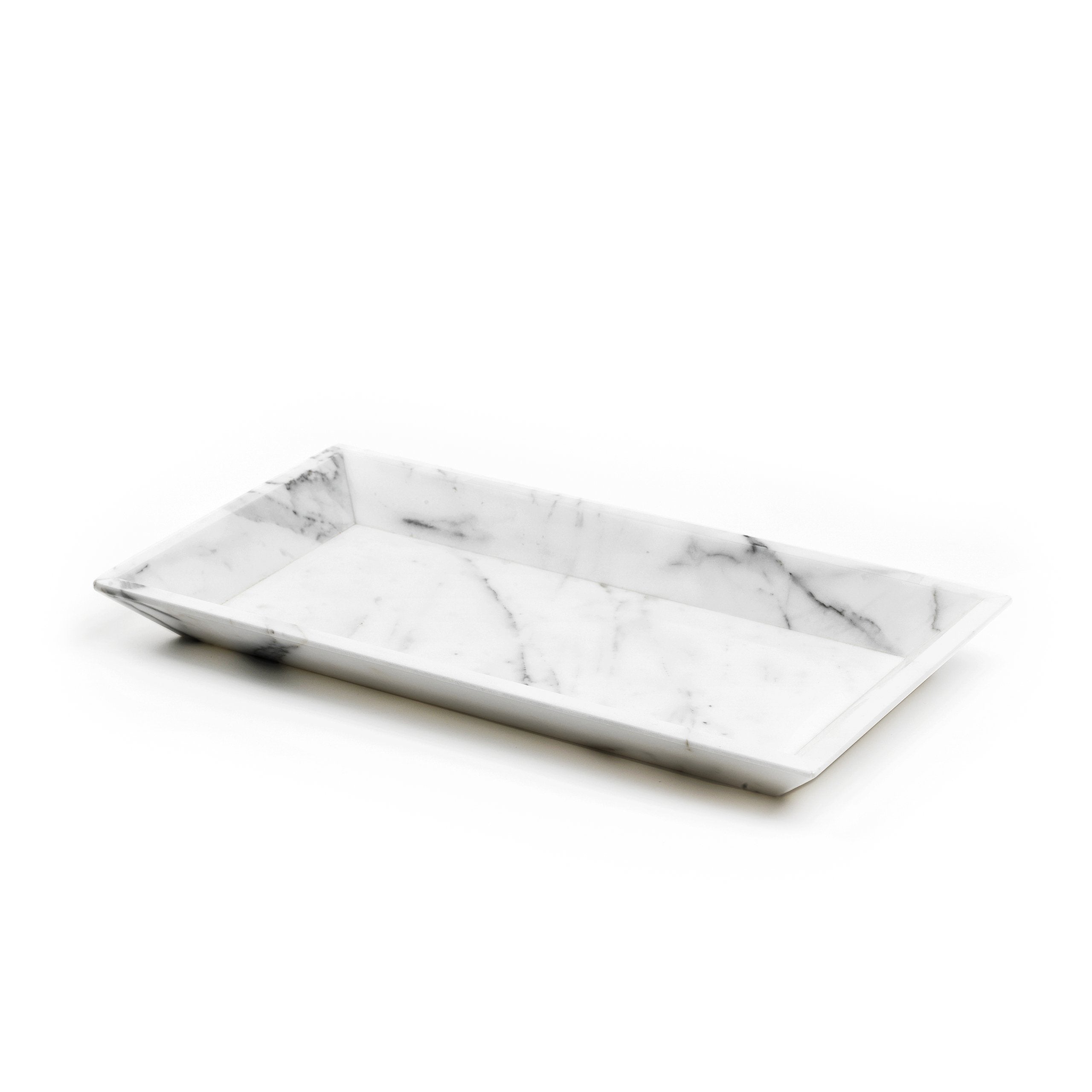 Serviertablett mit Ecken · Carrara Marmor