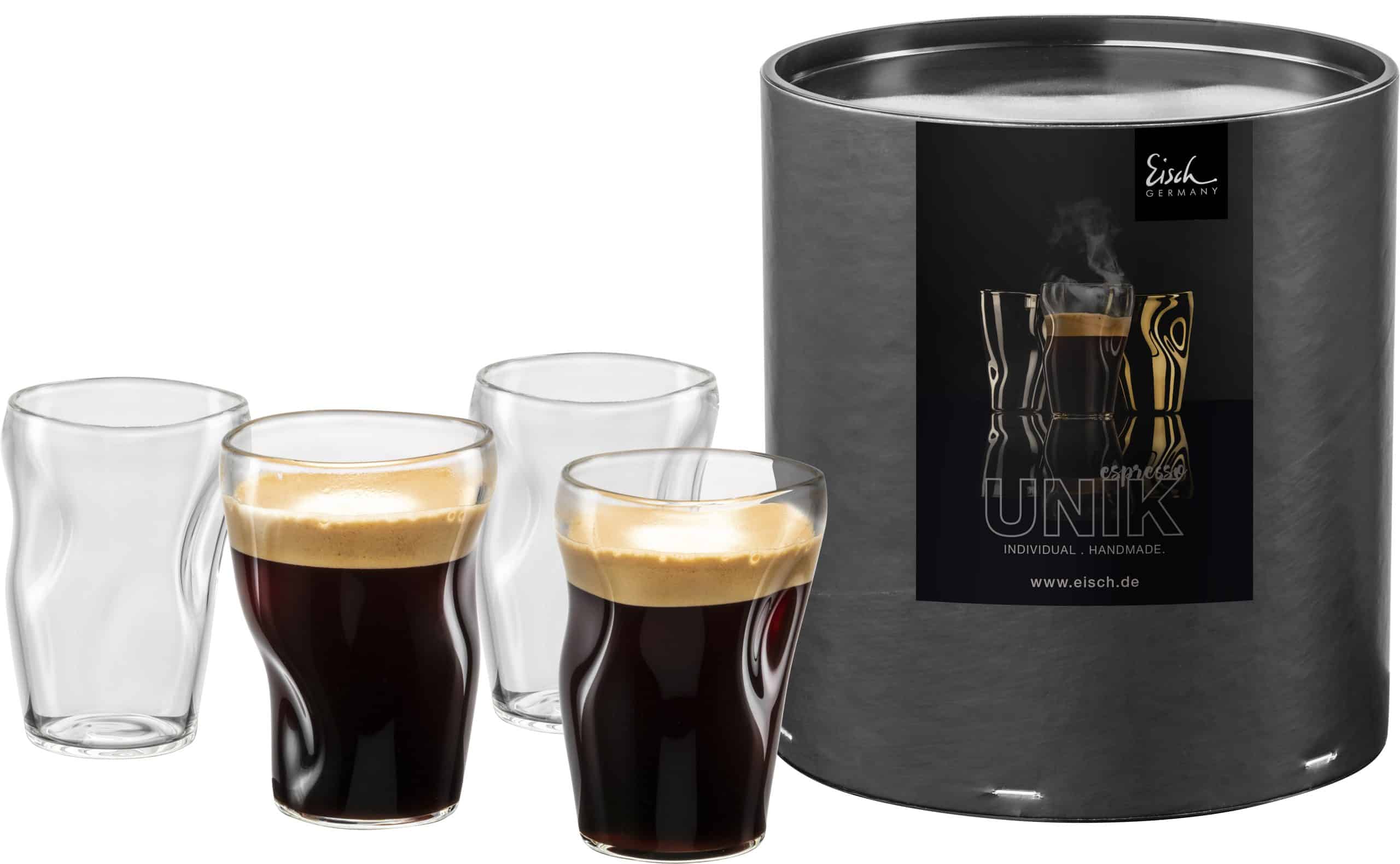 Set aus 4 UNIK Espressogläsern · transparent