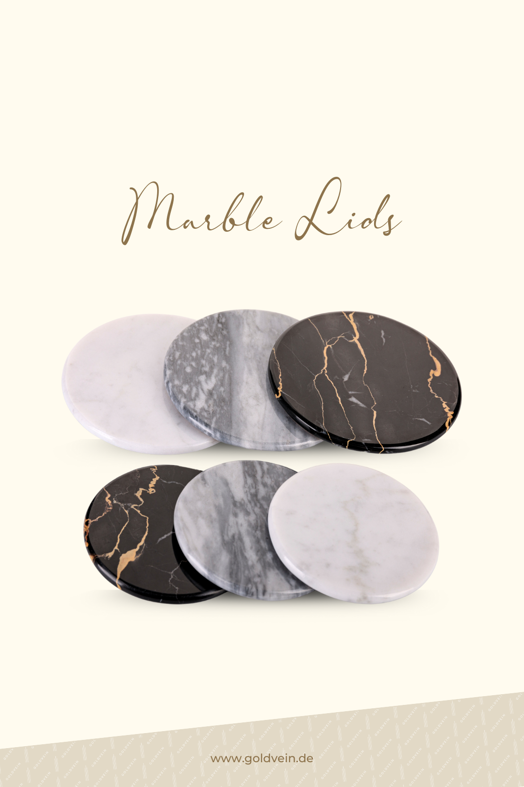 Luxury Marble Lids · Fully Customized